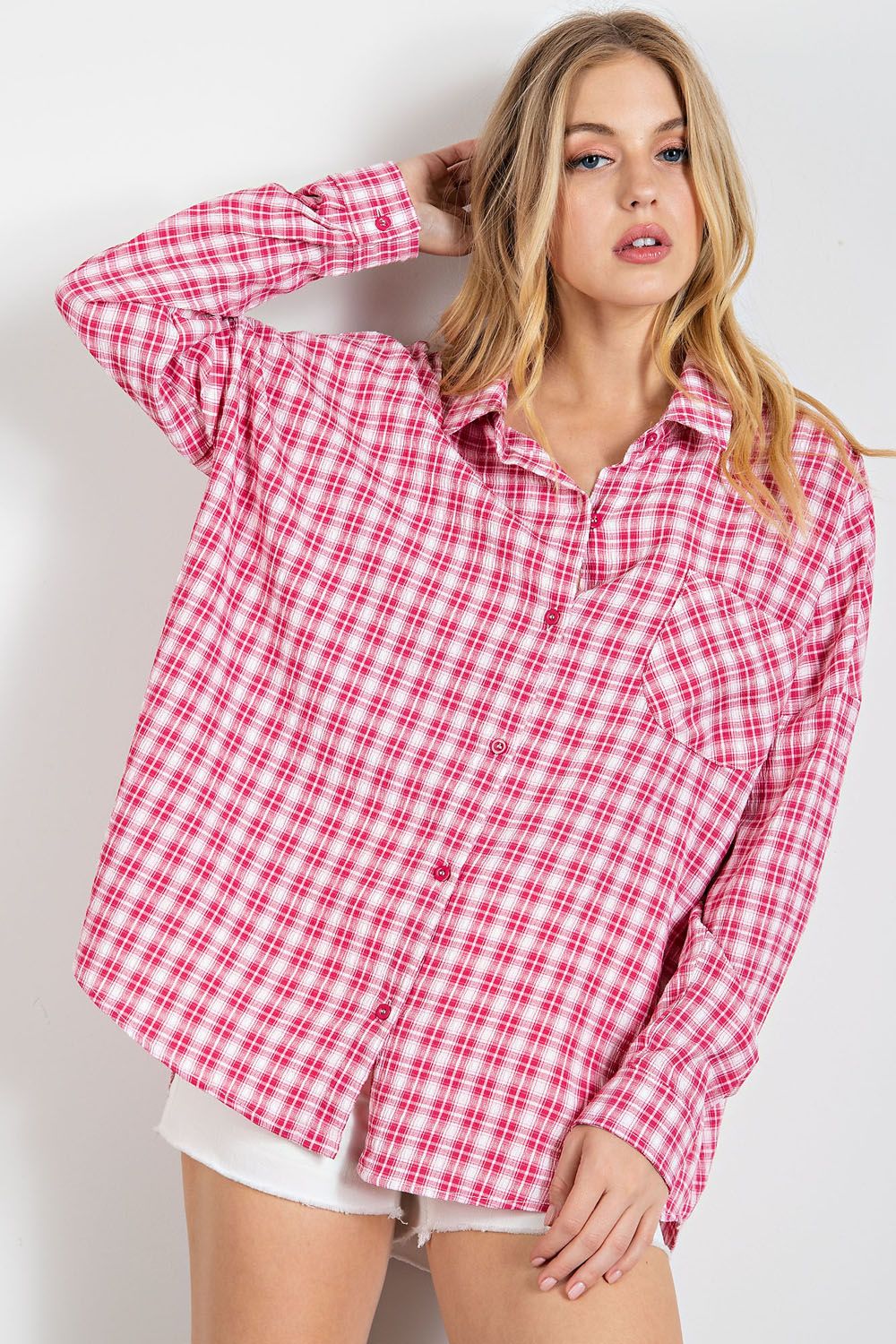 Strawberry Fields Crinkled Button Down Shirt