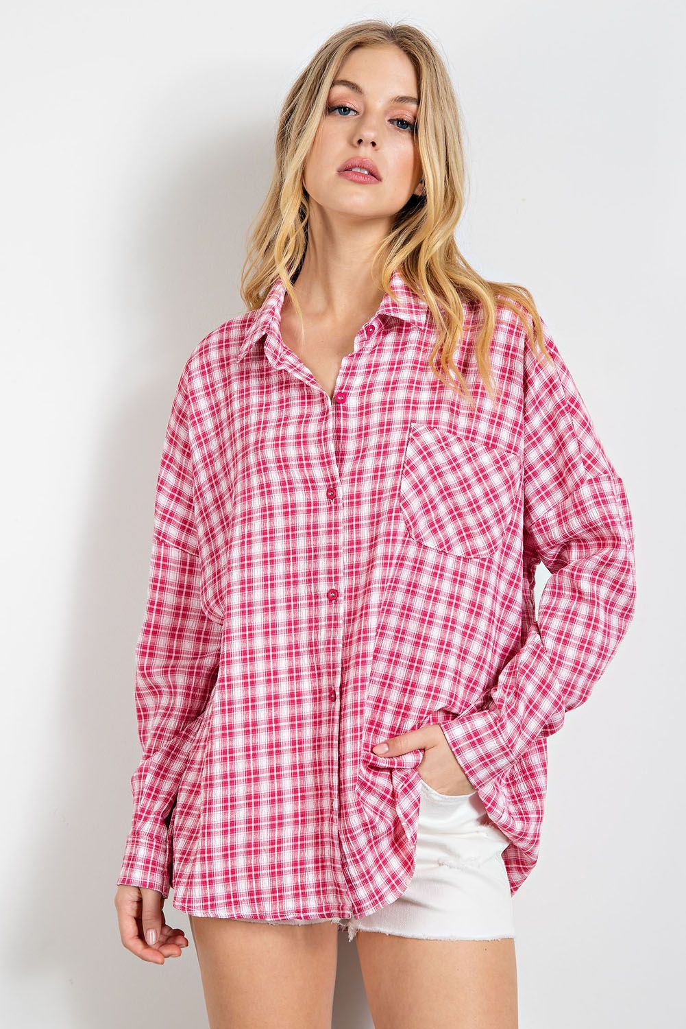 Strawberry Fields Crinkled Button Down Shirt