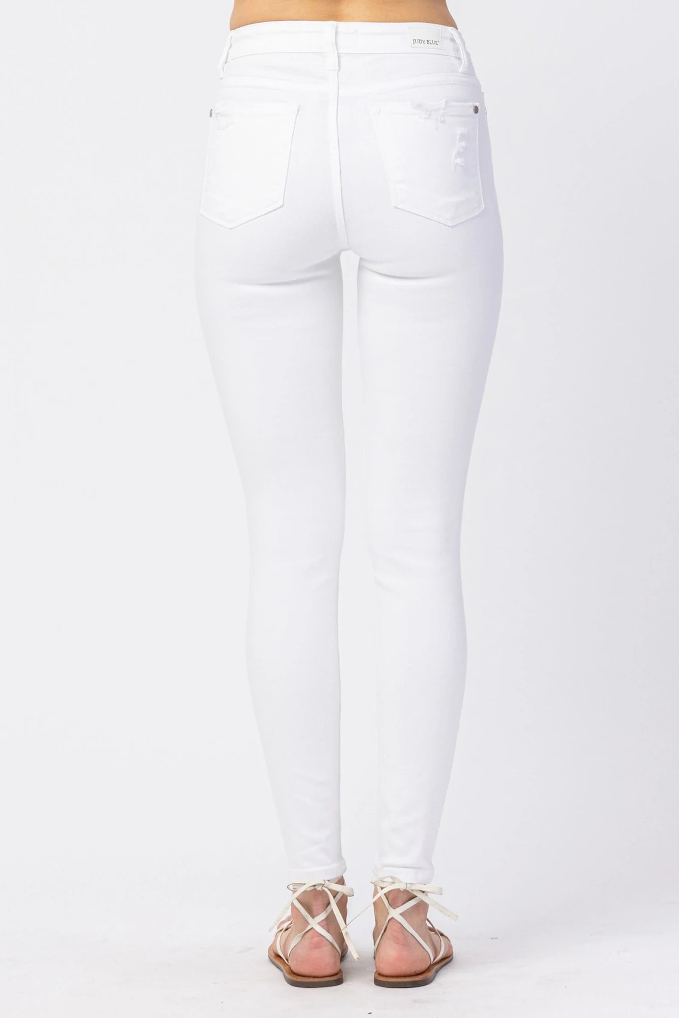 Judy Blue Mid Rise Destroyed White Jeans