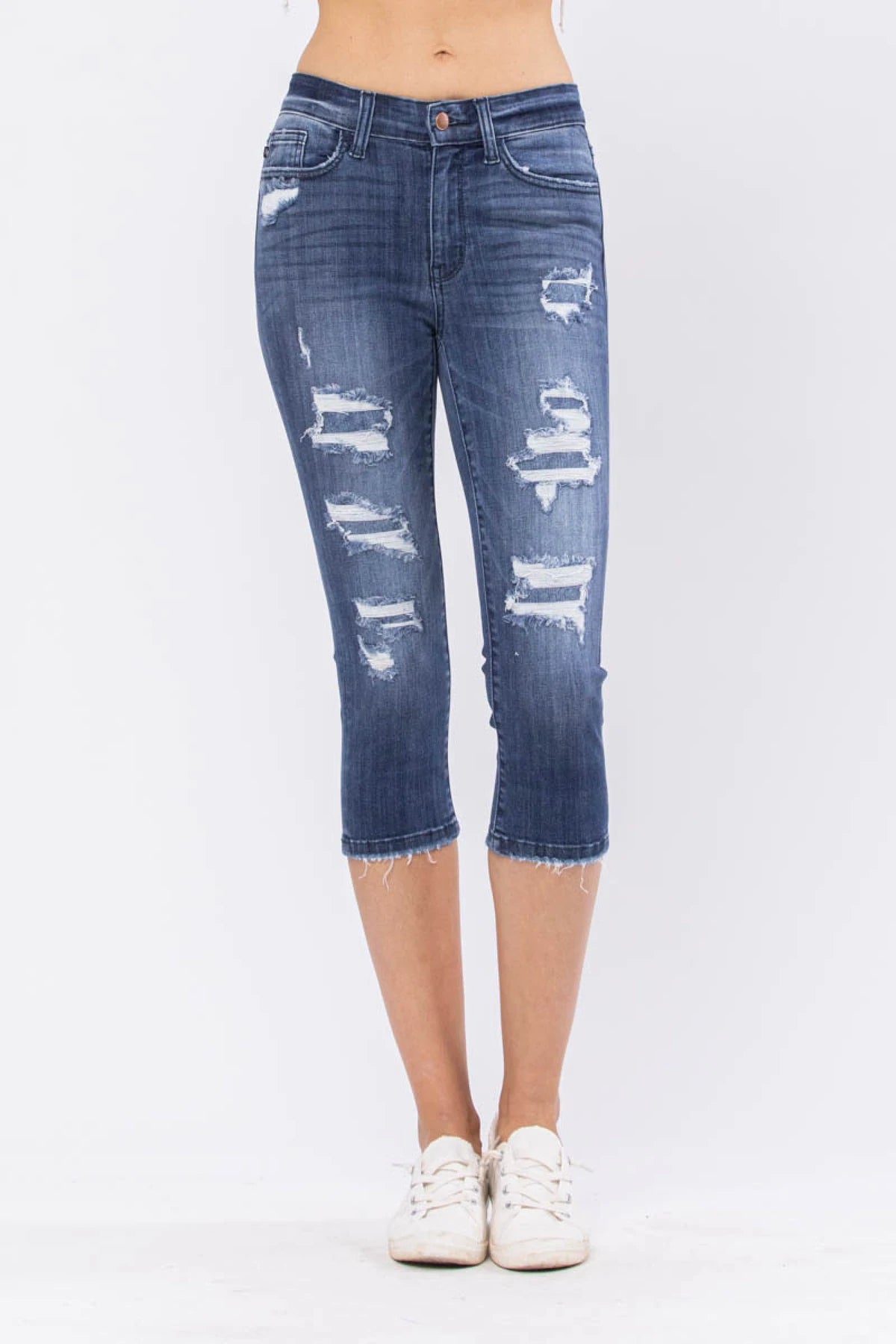Distressed capri best sale jeggings