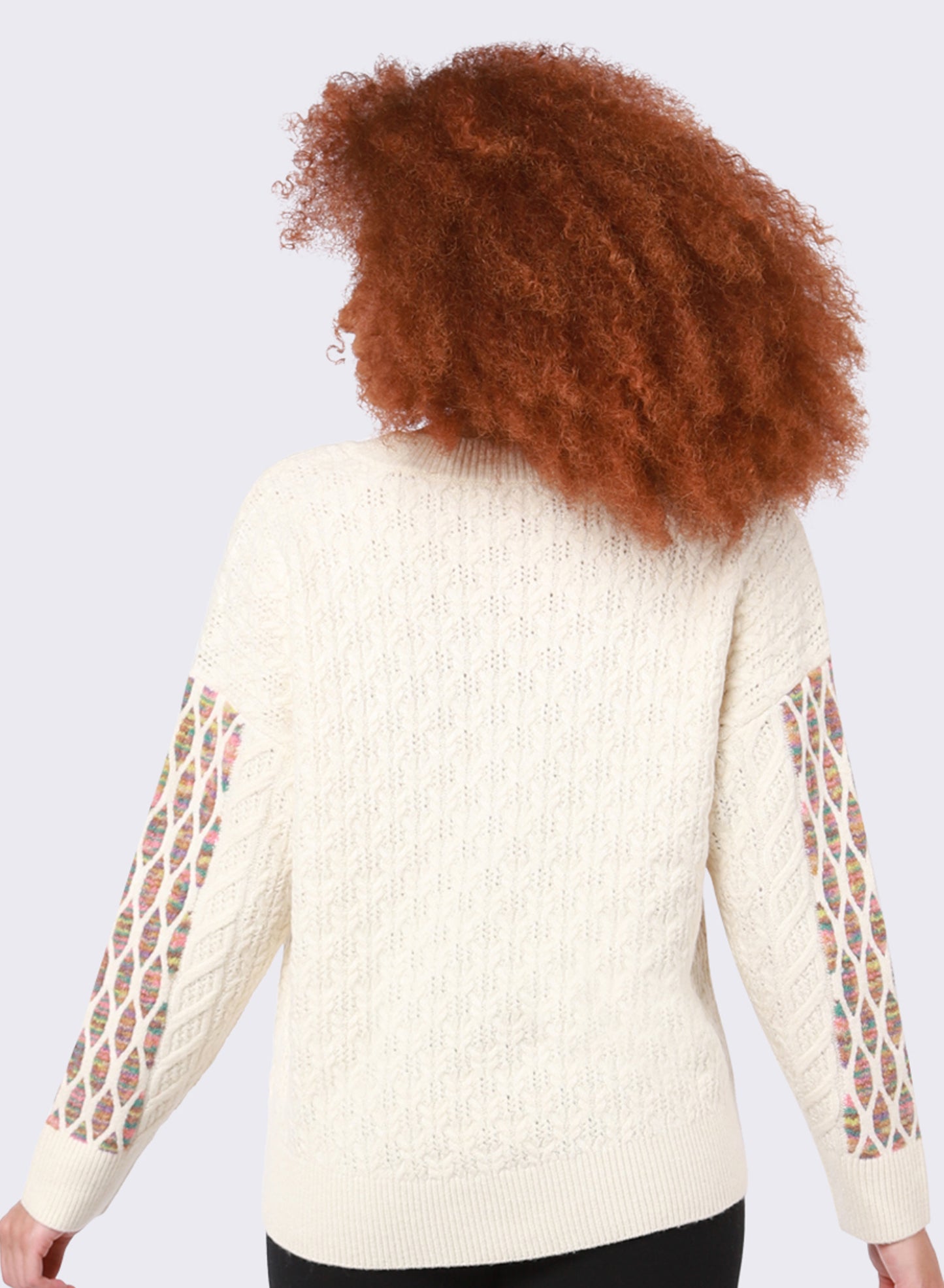 Textured Rainbow Cable Knit Sweater